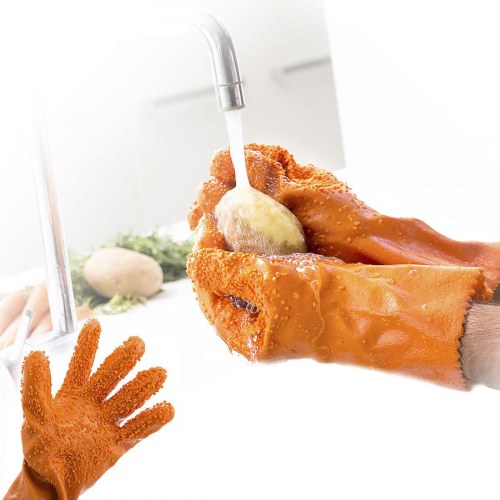 Glinis handsker til rengøring af frugt og grøntsager, orange