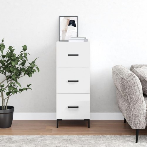 Skænk/kommode 34,5×34×90 cm - hvid højglans, konstrueret træ