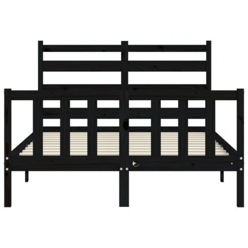 Sengeramme med sengegavl 140x190 cm massivt træ sort