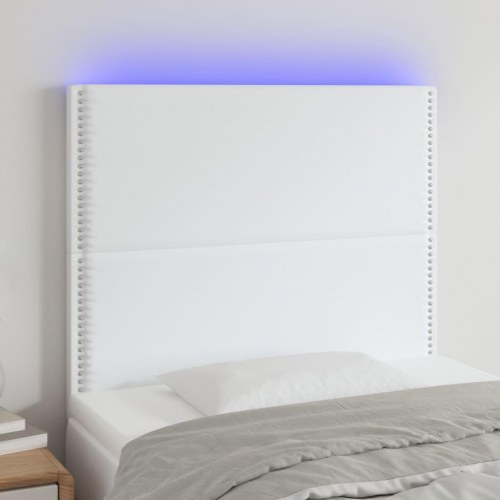 Sengegavl med LED-lys 100 x 5 x 118/128 cm - hvid