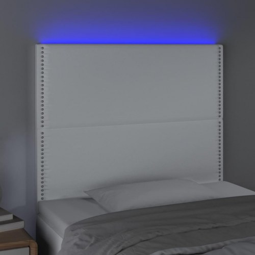 Sengegavl med LED-lys 100 x 5 x 118/128 cm - hvid