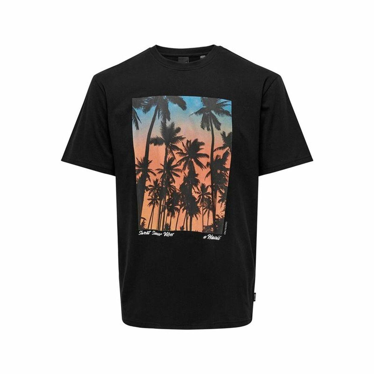 Kortærmet T Shirt Til Mænd Only & Sons Onskolton Reg Beach Sort Xl