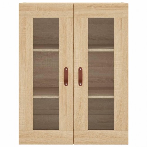 Væghængt skab med glasdøre 69,5 x 34 x 90 cm - sonoma-eg