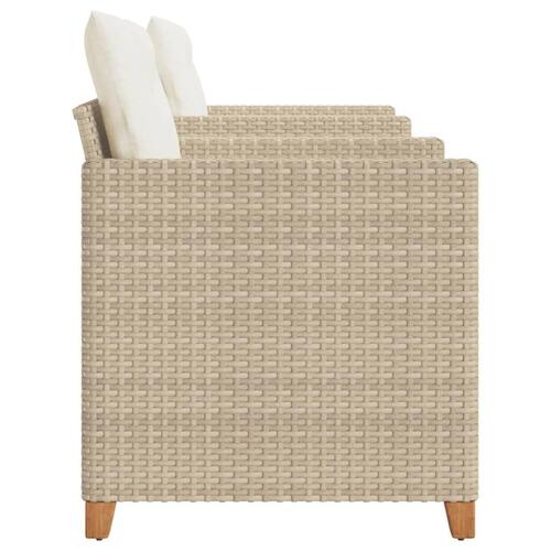 Bistrosæt 3 dele med hynder polyrattan og akacietræ beige