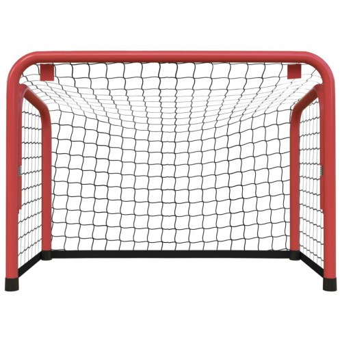 Hockeymål med net 68×32×47 cm - stål og polyester, rød/sort
