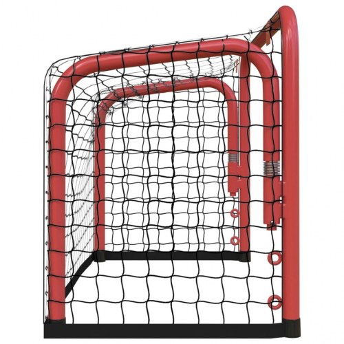 Hockeymål med net 68×32×47 cm - stål og polyester, rød/sort
