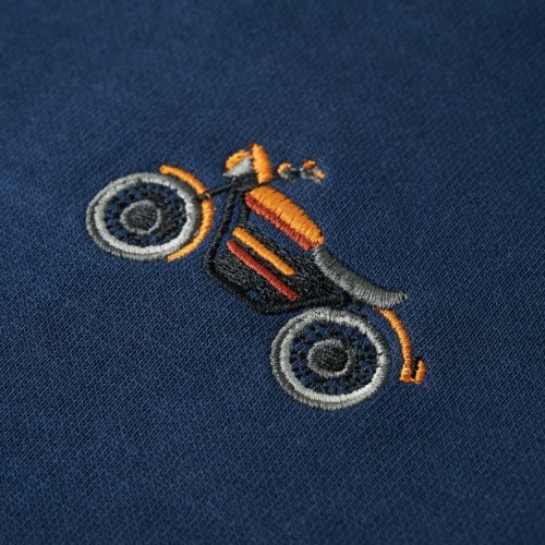 Sweatshirt til børn med motorcykelprint str. 116 - indigoblå