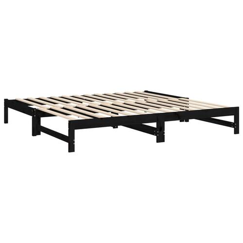 Daybed med udtræk 2x(90x200) cm massivt fyrretræ sort