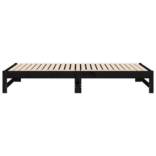 Daybed med udtræk 2x(90x200) cm massivt fyrretræ sort