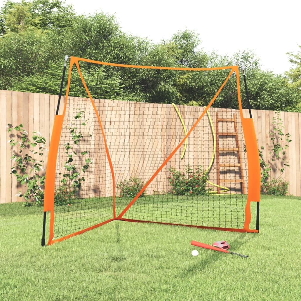 Bærbart Baseballnet 183x182x183 Cm Polyester Stål Sort Orange