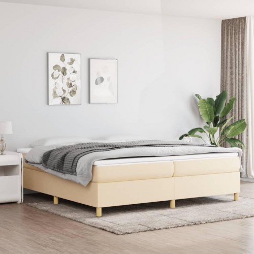 Boxspring sengeramme 200x200 cm i stof - cremefarvet