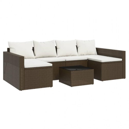 Loungesæt til haven i polyrattan - 2 dele med hynder, brun