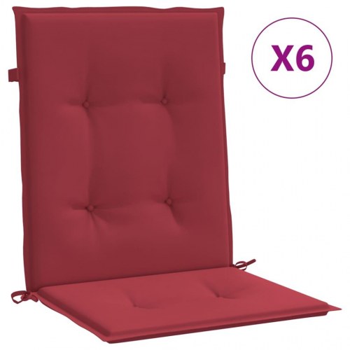 Stolehynde med lav ryg - 6 stk., 100 × 50 × 3 cm, oxfordstof, vinrød