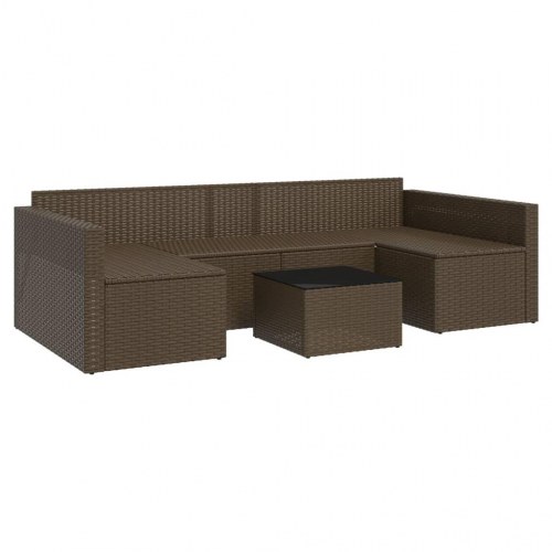 Loungesæt til haven i polyrattan - 2 dele med hynder, brun