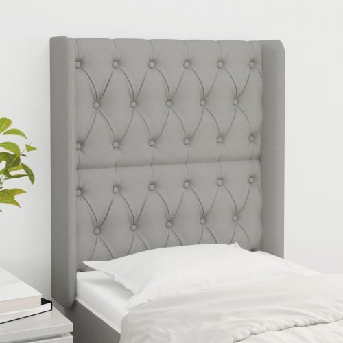 Sengegavl med kanter i stof 83 x 16 x 118/128 cm - lysegrå