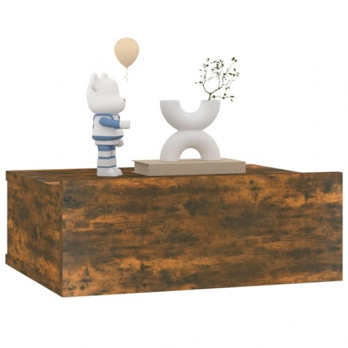 Væghængte natborde 2 stk. - 40×30×15 cm i konstrueret træ, røget eg