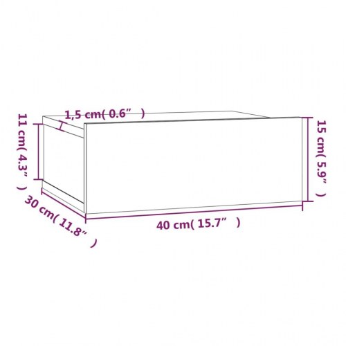 Væghængte natborde 2 stk. - 40×30×15 cm i konstrueret træ, røget eg