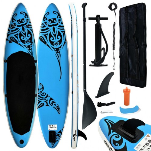 Oppusteligt paddleboardsæt 305 × 76 × 15 cm - blå SUP med tilbehør