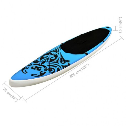 Oppusteligt paddleboardsæt 305 × 76 × 15 cm - blå SUP med tilbehør