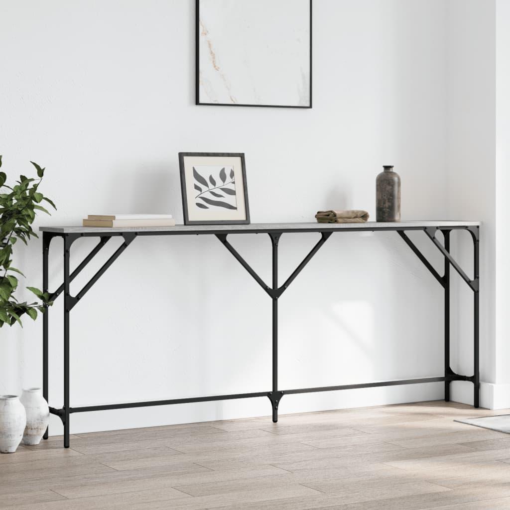 Konsolbord 180 x 23 x 75 cm i konstrueret træ og metal - grå sonoma-eg