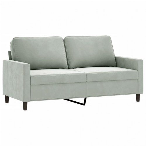 2-personers sofa i fløjl - lysegrå, sædebredde 140 cm