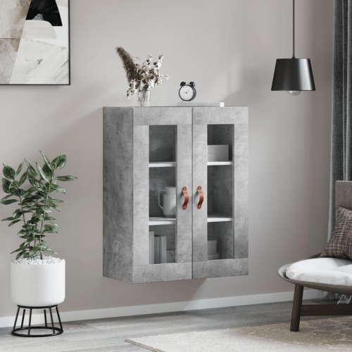 Væghængt skab 69,5x34x90 cm konstrueret træ betongrå