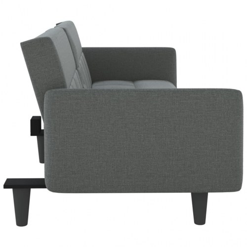 Sovesofa med kopholdere stof mørkegrå