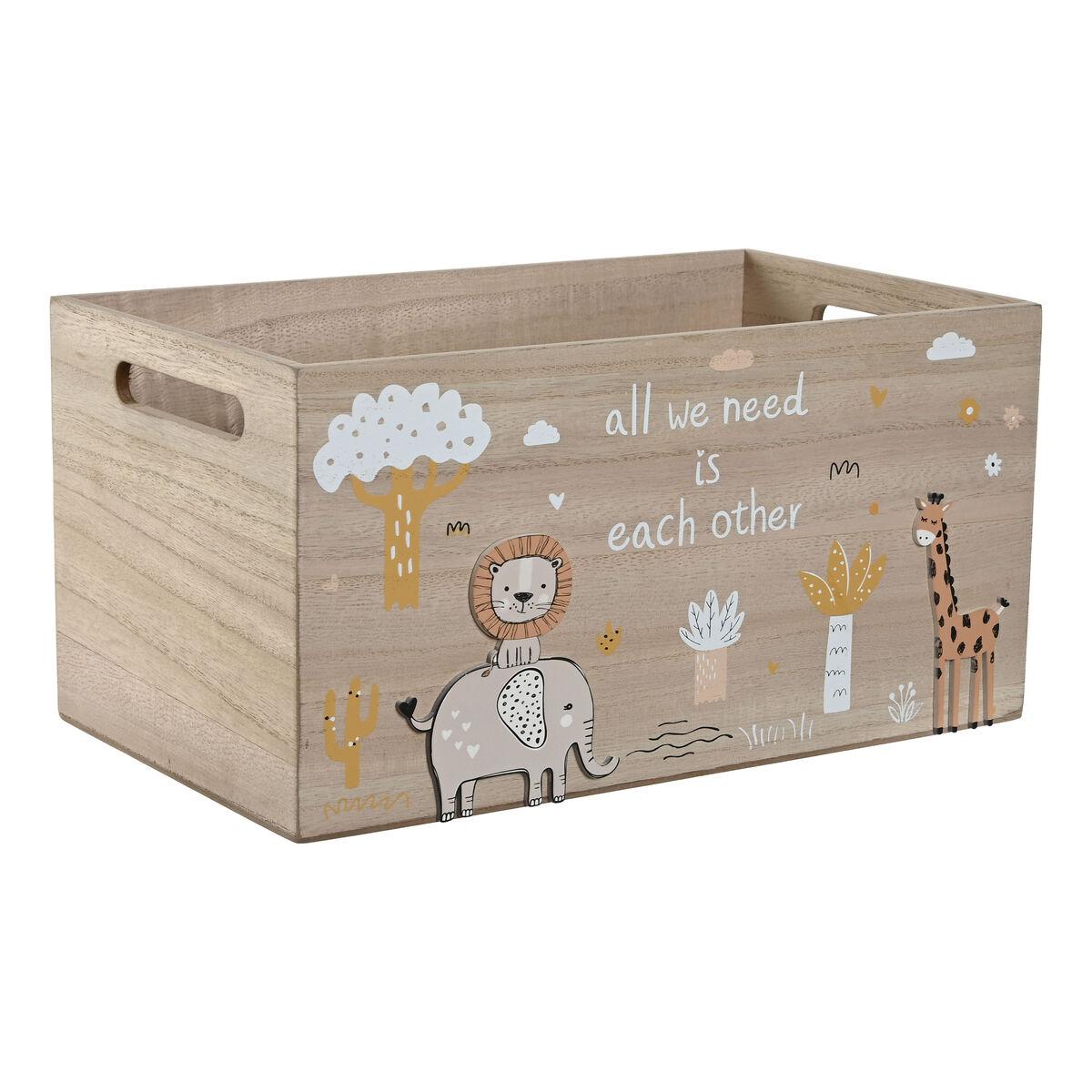 Dekorativ Boks Home Esprit Multifarvet Natur Træ Mdf 36 X 21 X 18 Cm