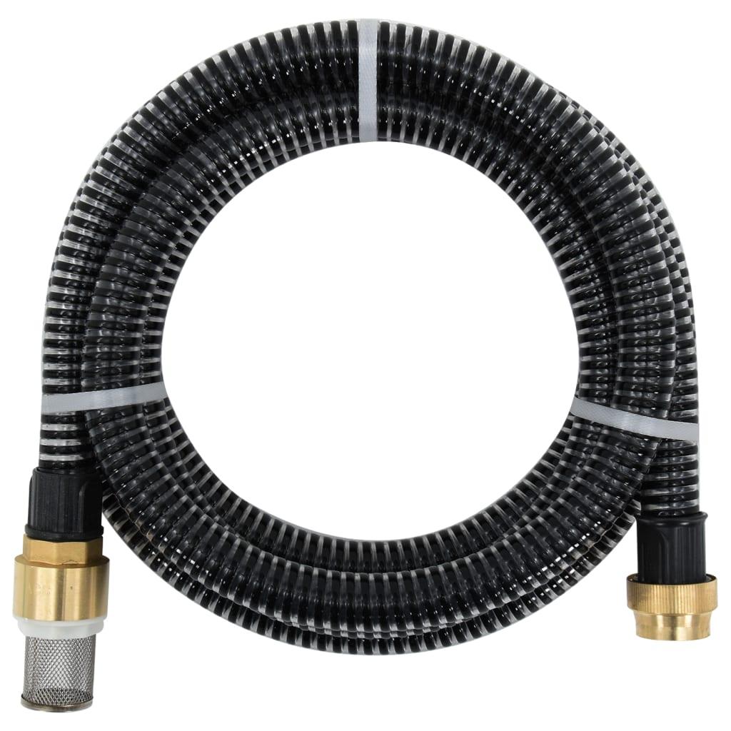 Sugeslange med messingkoblinger 1,1" 4 m PVC sort