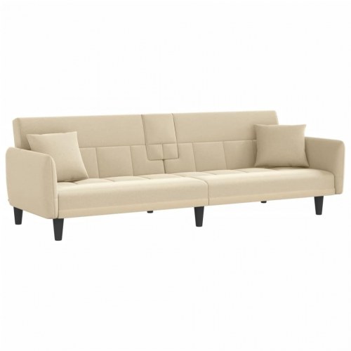 Sovesofa med kopholdere stof cremefarvet