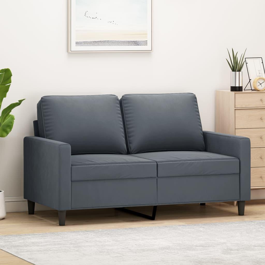 2-personers sofa 120 cm velour mørkegrå billede