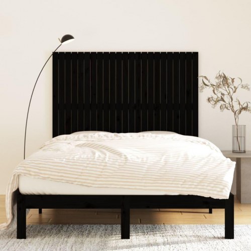 Sengegavl i massivt fyrretræ - sort 146,5 x 3 x 110 cm