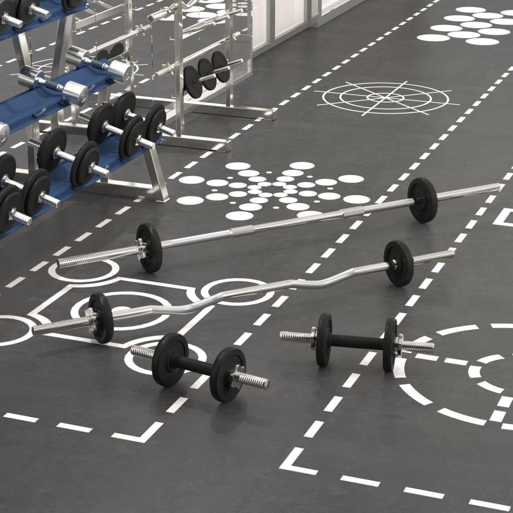 Sæt med vægtstang og håndvægte 30 kg støbejern