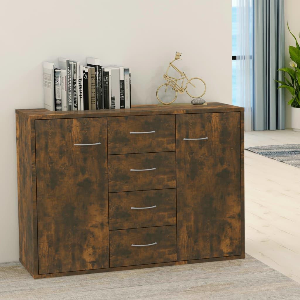 vidaXL skænk 88x30x65 cm konstrueret træ røget egetræsfarve