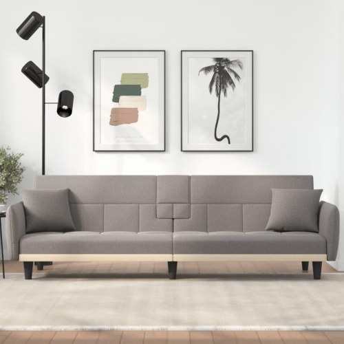 Sovesofa med kopholdere stof gråbrun
