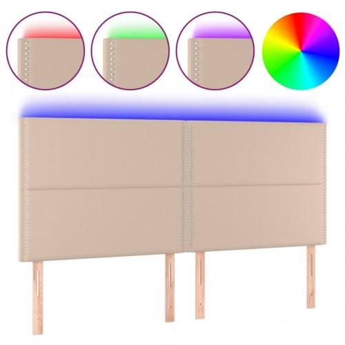 Sengegavl med LED-lys 180x5x118/128 cm kunstlæder cappuccino