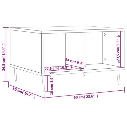 Sofabord med opbevaring 60×50×36,5 cm - grå sonoma-eg