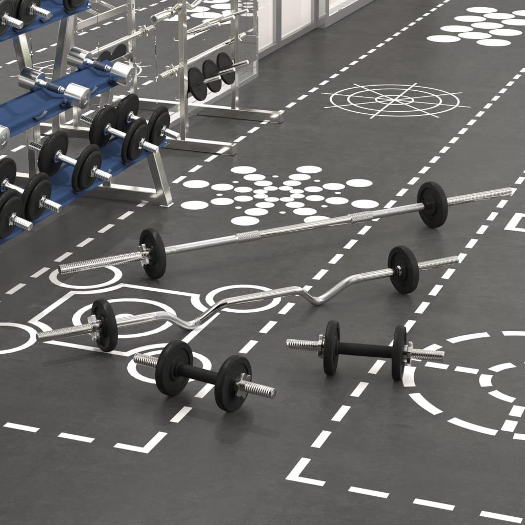 Sæt med vægtstang og håndvægte 30 kg støbejern
