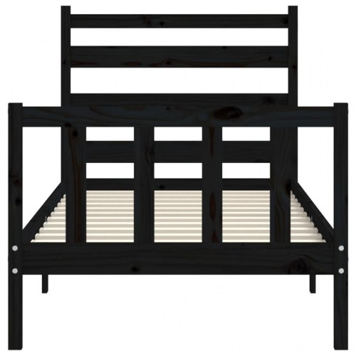 Sengeramme med sengegavl 100x200 cm massivt træ sort
