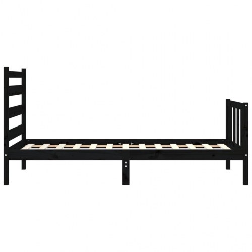Sengeramme med sengegavl 100x200 cm massivt træ sort