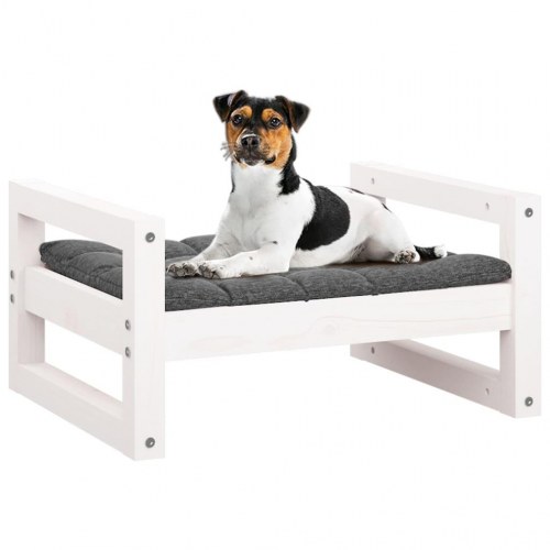 Hundeseng i massivt fyrretræ - hvid, 55,5 × 45,5 × 28 cm