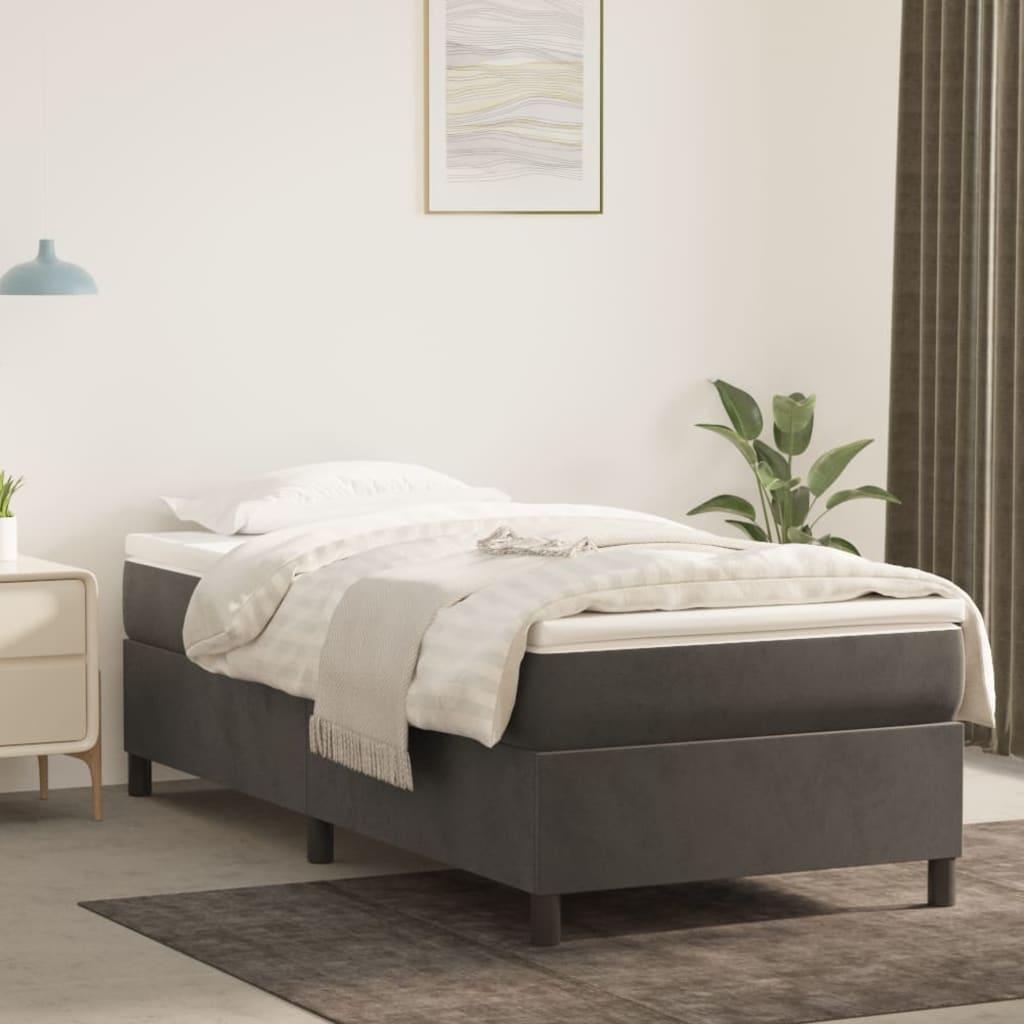 Sengeramme uden madras Mørkegrå 90x190 cm Fløjl