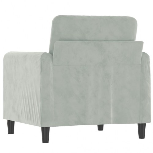 Lænestol i velour - 60 cm sædebredde, lysegrå
