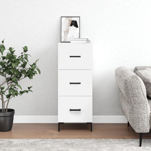 Skænk med 3 skuffer - 34,5×34×90 cm, hvid konstrueret træ