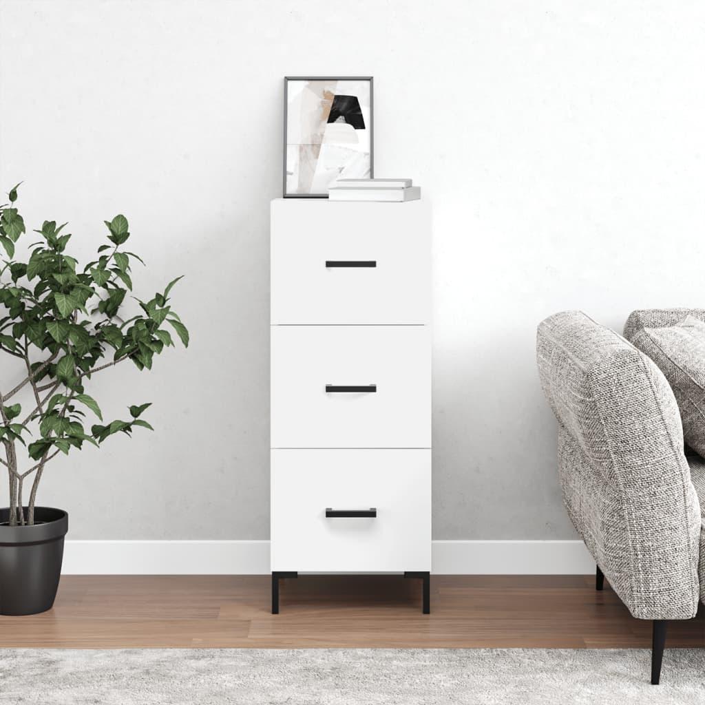 Skænk med 3 skuffer - 34,5×34×90 cm, hvid konstrueret træ