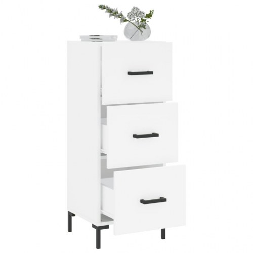Skænk med 3 skuffer - 34,5×34×90 cm, hvid konstrueret træ