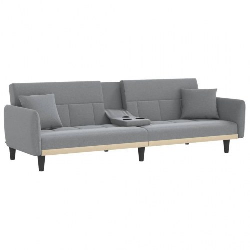 Sovesofa med kopholdere stof lysegrå