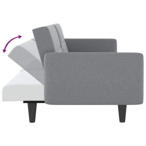 Sovesofa med kopholdere stof lysegrå