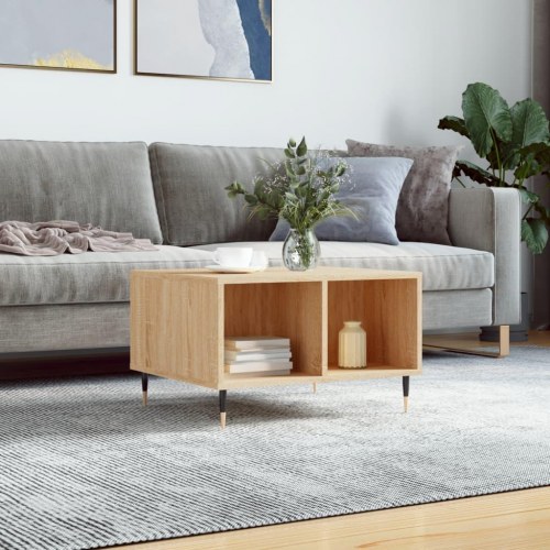 Sofabord med opbevaring 60 × 50 × 36,5 cm - sonoma eg, konstrueret træ