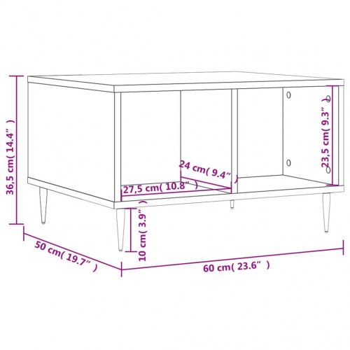 Sofabord med opbevaring 60 × 50 × 36,5 cm - sonoma eg, konstrueret træ